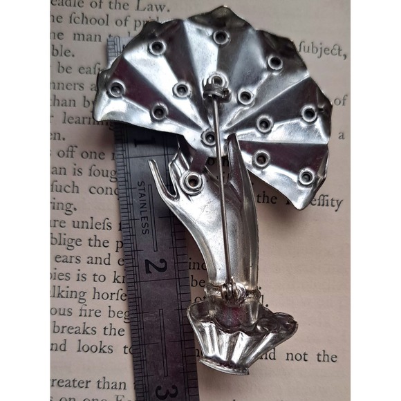 Vintage Rhinestone Hand Brooch Pin Multicolor Glass Stones - Picture 5 of 5